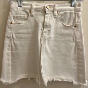 Blank NYC Size 24 White Jean Skirt with Fringe